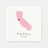 Pink California Personalized Wedding Anniversary Paper Napkins