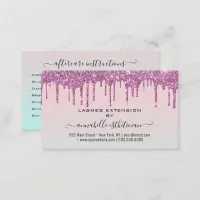 Eyelash Extension Aftercare Instruction Glitter  Business Card