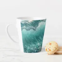 Pretty Blue Wave with Sparkles Latte Mug