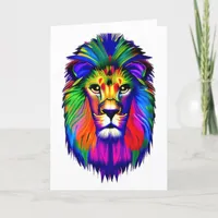 Lion Face Colorful Art Card