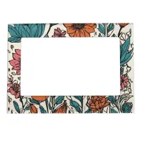 Floral Elegant Pretty Flowers Pattern Boho  Magnetic Frame