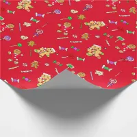 Whimsical Gingerbread Men and Christmas Candy Wrapping Paper