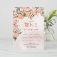 One Sweet Peach First Birthday Invitation