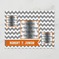 orange chevron stripes 3 photo Graduation Invites