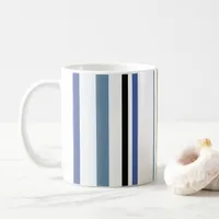 Blue Gold and White Beach Color Stripes Coffee Mug