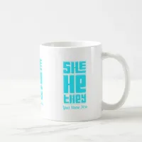 She He They Retro Bold in Turquoise Coffee Mug