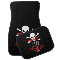 Jolly Roger T Monogram Initial Set of Car Mats