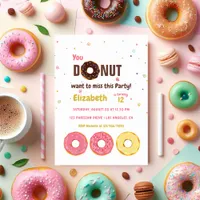 Colorful Donut-Themed Kids Birthday Party Invitation