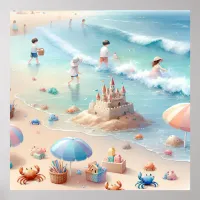 Pastel Beach Nursery Poster