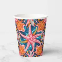 Pink starfish  paper cups