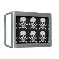 Skull and Crossbones Rectangular Belt Buckle