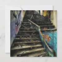 Urban Art on Stairs Abandoned Building