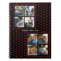 Photo Collage Family Personalized Red Heart & Name Notebook