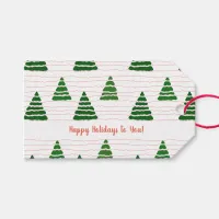 Christmas trees with beads strings pattern gift tags