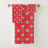 Christmas Holiday Charm Pattern 03 -  Bath Towel Set