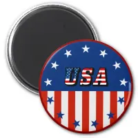 USA - American Flag and Stars in Circle Magnet