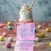 Pastel Modern Glam Trendy Balloons Happy Birthday Favor Tags