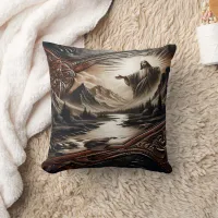 Jesus Blessing Nature in Serene Landscape Throw Pillow