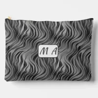 Large Greyscale Abstract Striped pattern Accessory Pouch