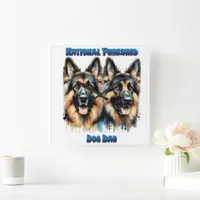 National Purebred Dog Day Celebration Art Square Wall Clock