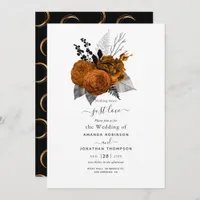 Black and Orange Floral Gothic Wedding Invitation