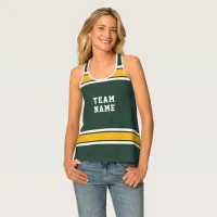 Green Gold White Sports Team Name Number Women's Tank Top