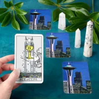 Blue Seattle Skyline occult Tarot Card Deck