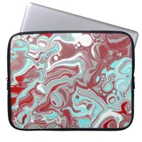 Teal, Burgundy, Red and White Marble Swirls Laptop Sleeve