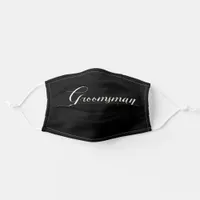 White on Black Groomsman Wedding Party Facemask Adult Cloth Face Mask