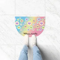 Happy faces in pastel - fun and cute  doormat