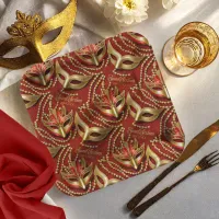 Masquerade Sweet 16 Beads Masks Red ID1032 Paper Plates