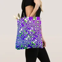 [Purple and Green] Swirled Op-Art Tote Bag