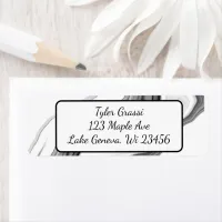 Black and White Marble Art Label