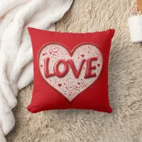Cute Love Heart Red Throw Pillow
