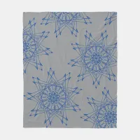 Deep Blue and Gray Sharp Mandala Fleece Blanket