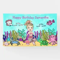 Pink Mermaid Under the Sea Birthday Banner