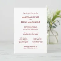 Minimalist Red Spanish-English Two Reception Invitation