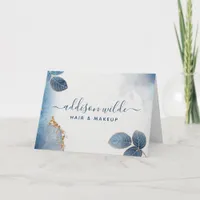 Blue Gold Watercolor Botanical Business Thank You Card