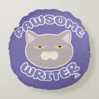 Pawsome Writer Epic Author Kitty Character Round Pillow