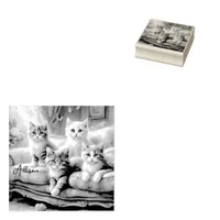 Cats on the sofa - cute scene in vintage look rubber stamp