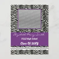 chic purple photo Graduation Invitation