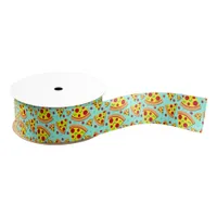 Pepperoni Pizza Slices Italian Pizza Lover Pattern Grosgrain Ribbon