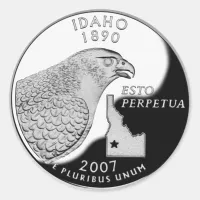 Faux Idaho State Quarter Classic Round Sticker