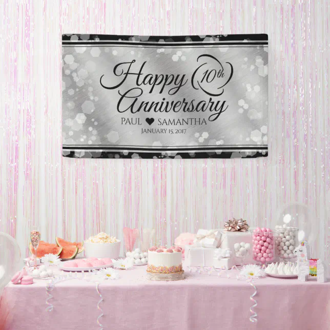 Elegant 10th Tin Wedding Anniversary Celebration Banner