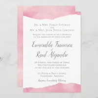 Pink Cotton Candy Watercolor Wedding Invitation