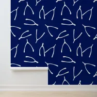 Wishbone Navy Blue and White Good Luck Symbol Wallpaper