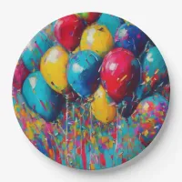 Gender Neutral Colorful Fun Birthday Balloons Paper Plates