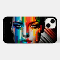 Woman's Face Color Strips Portrait Case-Mate iPhone Case