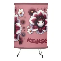 Cute Monogram Burgundy and White Flower on Mauve | Tripod Lamp