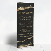 Stunning Black Gold Glitter Script Business Retractable Banner